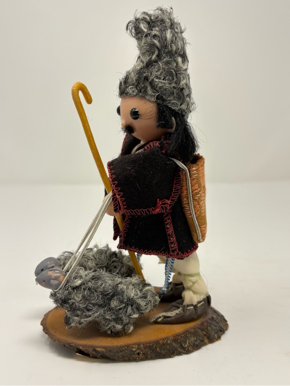Vintage Hand Crafted Sheep Herder Figurine Souvenir USSR 7.5” Tall